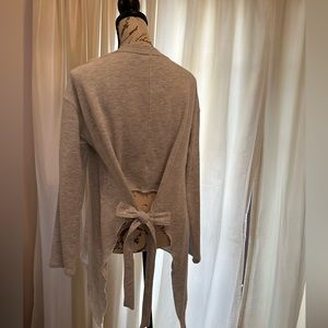 Calvin Klein high low sweatshirt with bow tie knotted back- L